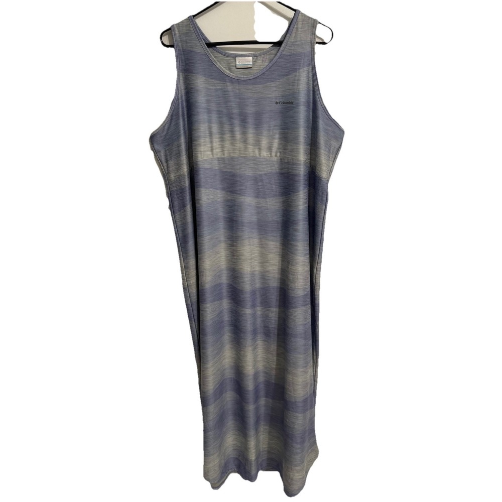 Columbia Size XXL Dress Blue Gray Sleeveless Stretch Lightweight Maxi Summer